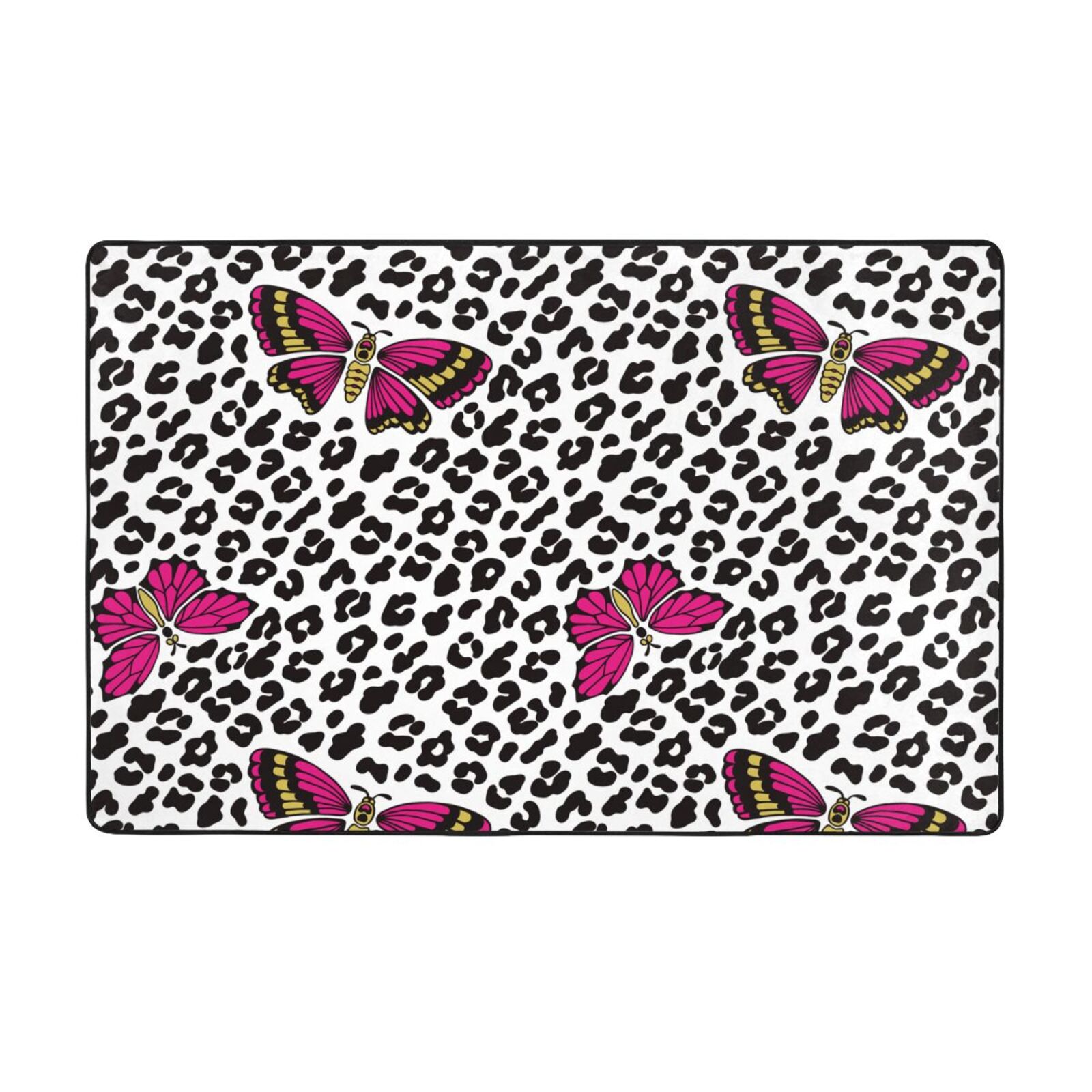 Area Rugs For Living Room Decor Pink Butterfly Leopard Print Anti