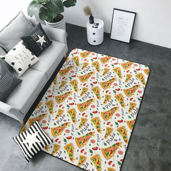 Area Rugs For Living Room Decor - Pizza Slices Soft Anti Slip Throw Washable Rugs 5x7 For Bedroom, Indoor Carpet For Bedroom Living Room 80x58In