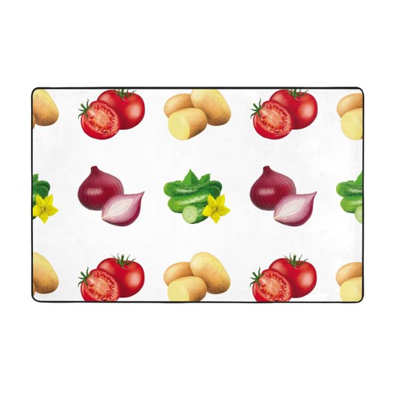 Area Rugs For Living Room Decor - Potato Tomato Onion Anti Slip Throw Washable Rugs 3x5 For Bedroom, Soft Indoor Carpet For Bedroom Living Room 60x39In