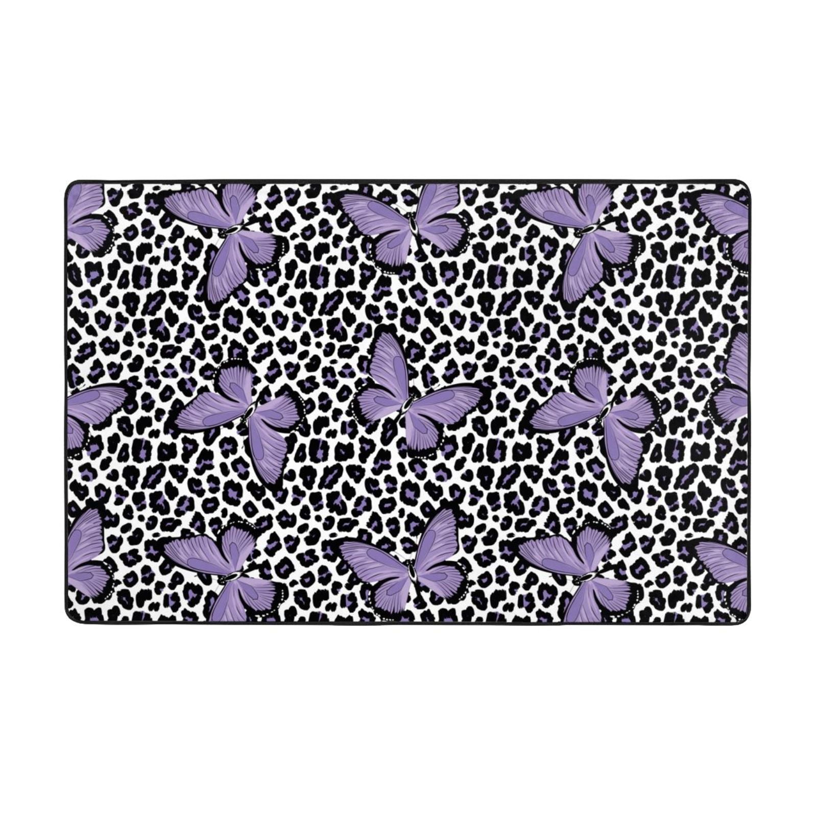 Area Rugs For Living Room Decor Purple Butterflies Anti Slip Throw
