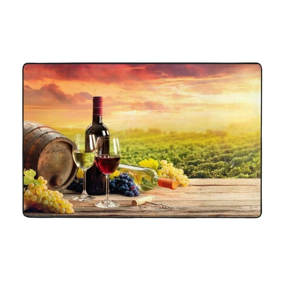 Area Rugs For Living Room Decor - Red Wine Glasses Anti Slip Throw Washable Rugs 3x5 For Bedroom, Indoor Soft Carpet For Bedroom Living Room 60x39In
