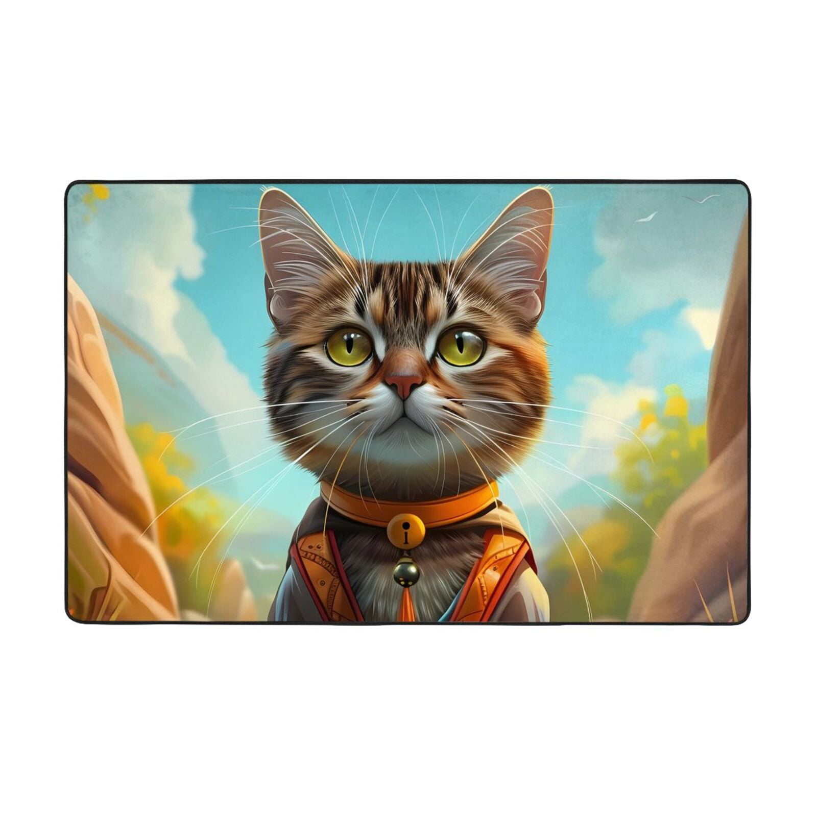 Area Rugs For Living Room Decor Riverside Meditating Cat Anti Slip