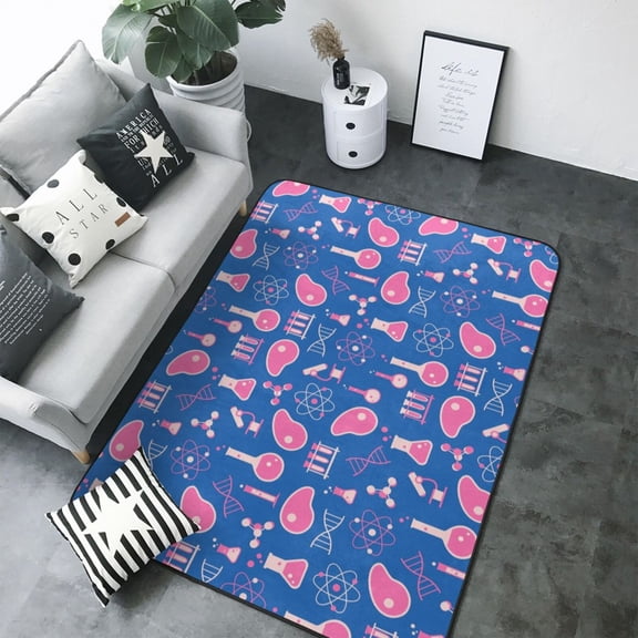 Area Rugs For Living Room Decor - Science Experiment Soft Anti Slip Throw Washable Rugs 5x7 For Bedroom, Indoor Carpet For Bedroom Living Room 80x58In