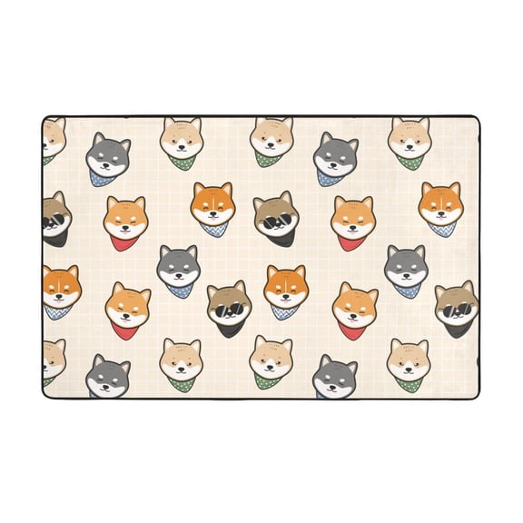 Area Rugs For Living Room Decor - Shiba Head Face Anti Slip Throw Washable Rugs 3x5 For Bedroom, Soft Indoor Carpet For Bedroom Living Room 60x39In