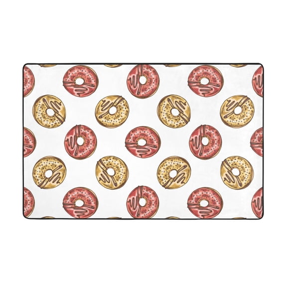 Area Rugs For Living Room Decor - Simple Donut Print Anti Slip Throw Washable Rugs 3x5 For Bedroom, Soft Indoor Carpet For Bedroom Living Room 60x39In