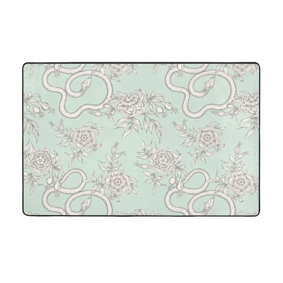 Area Rugs For Living Room Decor - Simple Sketch Snake Flower Anti Slip Throw Washable Rugs 3x5 For Bedroom, Soft Indoor Carpet For Bedroom Living Room 60x39In