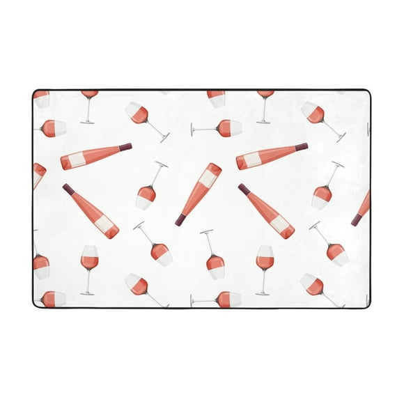Area Rugs For Living Room Decor - Simple Wine Glasses Wine Bottle Anti Slip Throw Washable Rugs 3x5 For Bedroom, Indoor Soft Carpet For Bedroom Living Room 60x39In