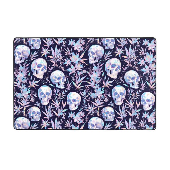 Area Rugs For Living Room Decor - Skull Flower Crystal Anti Slip Throw Washable Rugs 3x5 For Bedroom, Soft Indoor Carpet For Bedroom Living Room 60x39In