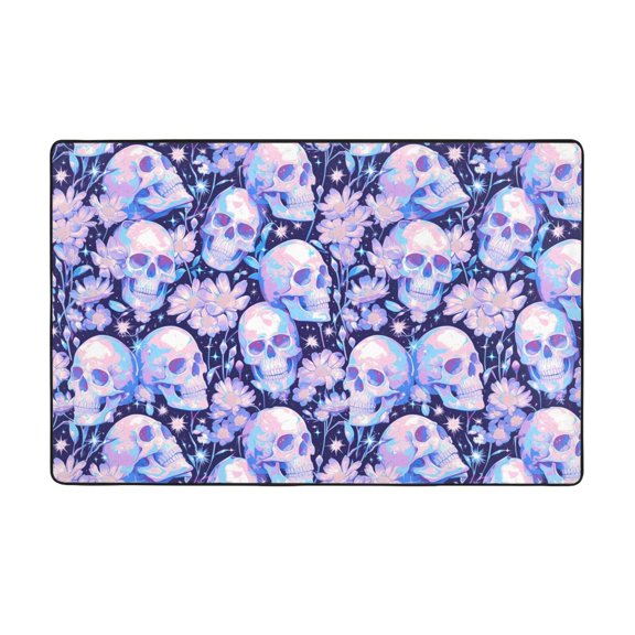 Area Rugs For Living Room Decor - Skull Star Crystal Anti Slip Throw Washable Rugs 3x5 For Bedroom, Soft Indoor Carpet For Bedroom Living Room 60x39In