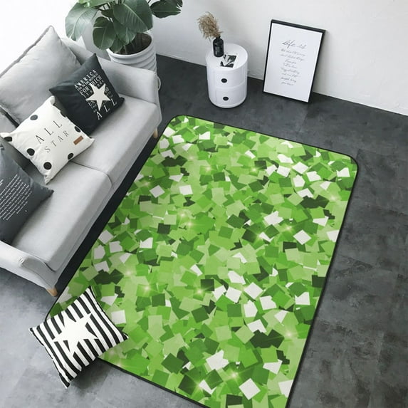 Area Rugs For Living Room Decor - Sparkling Green Soft Anti Slip Throw Washable Rugs 5x7 For Bedroom, Indoor Carpet For Bedroom Living Room 80x58In