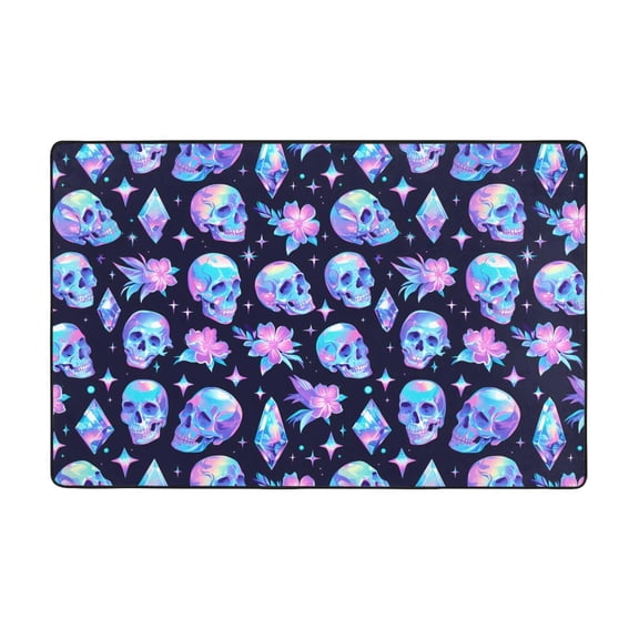 Area Rugs For Living Room Decor - Star Skull Flower Crystal Anti Slip Throw Washable Rugs 3x5 For Bedroom, Soft Indoor Carpet For Bedroom Living Room 60x39In