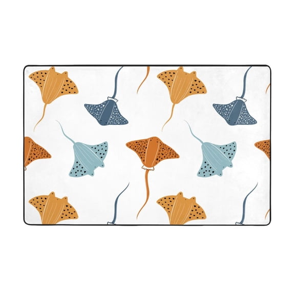 Area Rugs For Living Room Decor - Stingrays Cartoon Cute Anti Slip Throw Washable Rugs 3x5 For Bedroom, Soft Indoor Carpet For Bedroom Living Room 60x39In