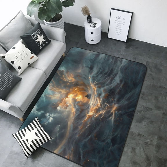 Area Rugs For Living Room Decor - Stormy Ocean Vortex Soft Anti Slip Throw Washable Rugs 5x7 For Bedroom, Indoor Carpet For Bedroom Living Room 80x58In