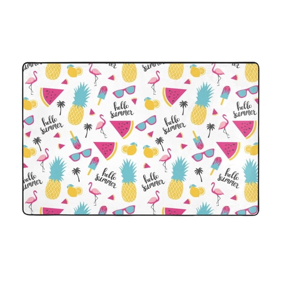 Area Rugs For Living Room Decor - Summer Bird Pineapple Anti Slip Throw Washable Rugs 3x5 For Bedroom, Soft Indoor Carpet For Bedroom Living Room 60x39In