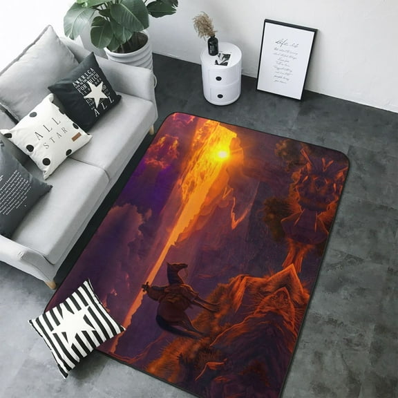 Area Rugs For Living Room Decor - Sunset Valley Western Cowboy Soft Anti Slip Throw Washable Rugs 5x7 For Bedroom, Indoor Carpet For Bedroom Living Room 80x58In