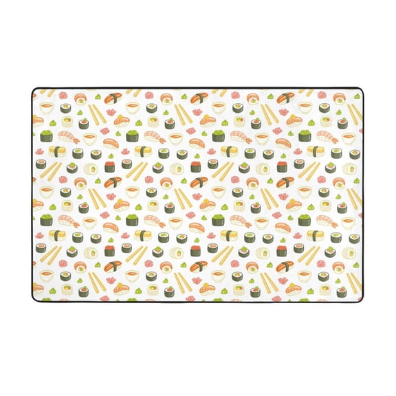 Area Rugs For Living Room Decor - Sushi And Rolls Anti Slip Throw Washable Rugs 3x5 For Bedroom, Soft Indoor Carpet For Bedroom Living Room 60x39In