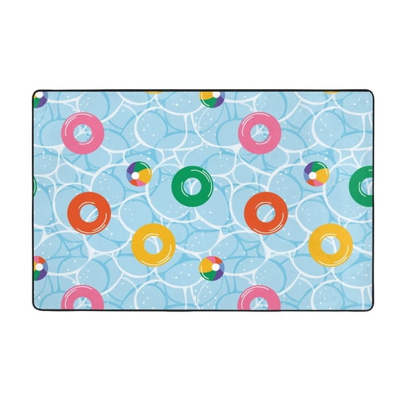 Area Rugs For Living Room Decor - Swim Rings Floating Anti Slip Throw Washable Rugs 3x5 For Bedroom, Soft Indoor Carpet For Bedroom Living Room 60x39In