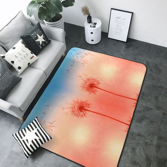 Area Rugs For Living Room Decor - The Sunset of Dandelion Soft Anti Slip Throw Washable Rugs 5x7 For Bedroom, Indoor Carpet For Bedroom Living Room 80x58In