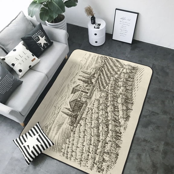 Area Rugs For Living Room Decor - Vineyard Landscape Soft Anti Slip Throw Washable Rugs 5x7 For Bedroom, Indoor Carpet For Bedroom Living Room 80x58In