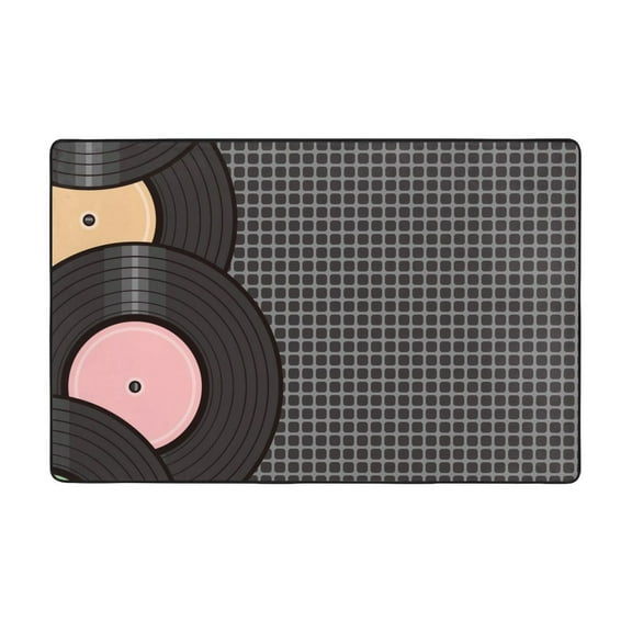 Area Rugs For Living Room Decor - Vinyl Records Anti Slip Throw Washable Rugs 3x5 For Bedroom, Soft Indoor Carpet For Bedroom Living Room 60x39In