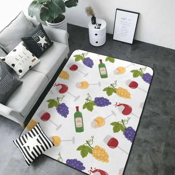 Area Rugs For Living Room Decor - Wine Bottle Print No.9050 Soft Anti Slip Throw Washable Rugs 5x7 For Bedroom, Indoor Carpet For Bedroom Living Room 80x58In