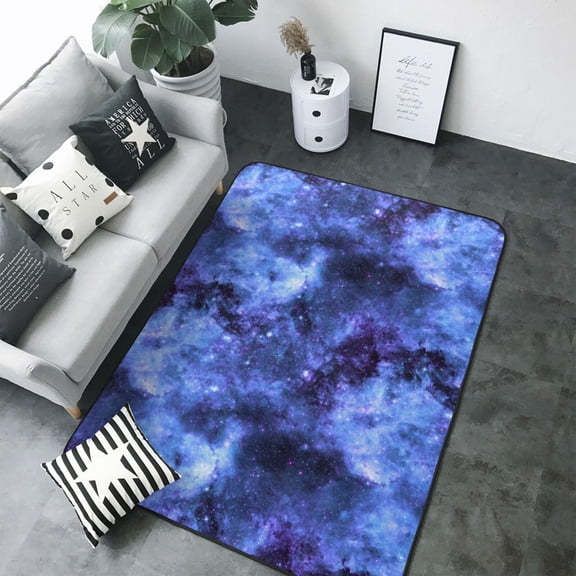 Area Rugs For Living Room Decor - blue Starry sky Violet aesthetic Soft Anti Slip Throw Washable Rugs 5x7 For Bedroom, Indoor Carpet For Bedroom Living Room 80x58In