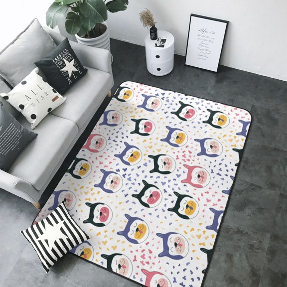 Area Rugs For Living Room Decor - cute dog AA Soft Anti Slip Throw Washable Rugs 5x7 For Bedroom, Indoor Carpet For Bedroom Living Room 80x58In