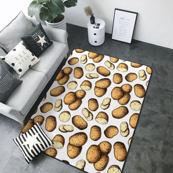 Area Rugs For Living Room Decor - funny Potato Pattern Soft Anti Slip Throw Washable Rugs 5x7 For Bedroom, Indoor Carpet For Bedroom Living Room 80x58In