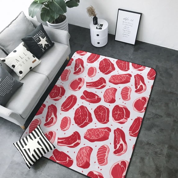 Area Rugs For Living Room Decor - steak pattern Soft Anti Slip Throw Washable Rugs 5x7 For Bedroom, Indoor Carpet For Bedroom Living Room 80x58In