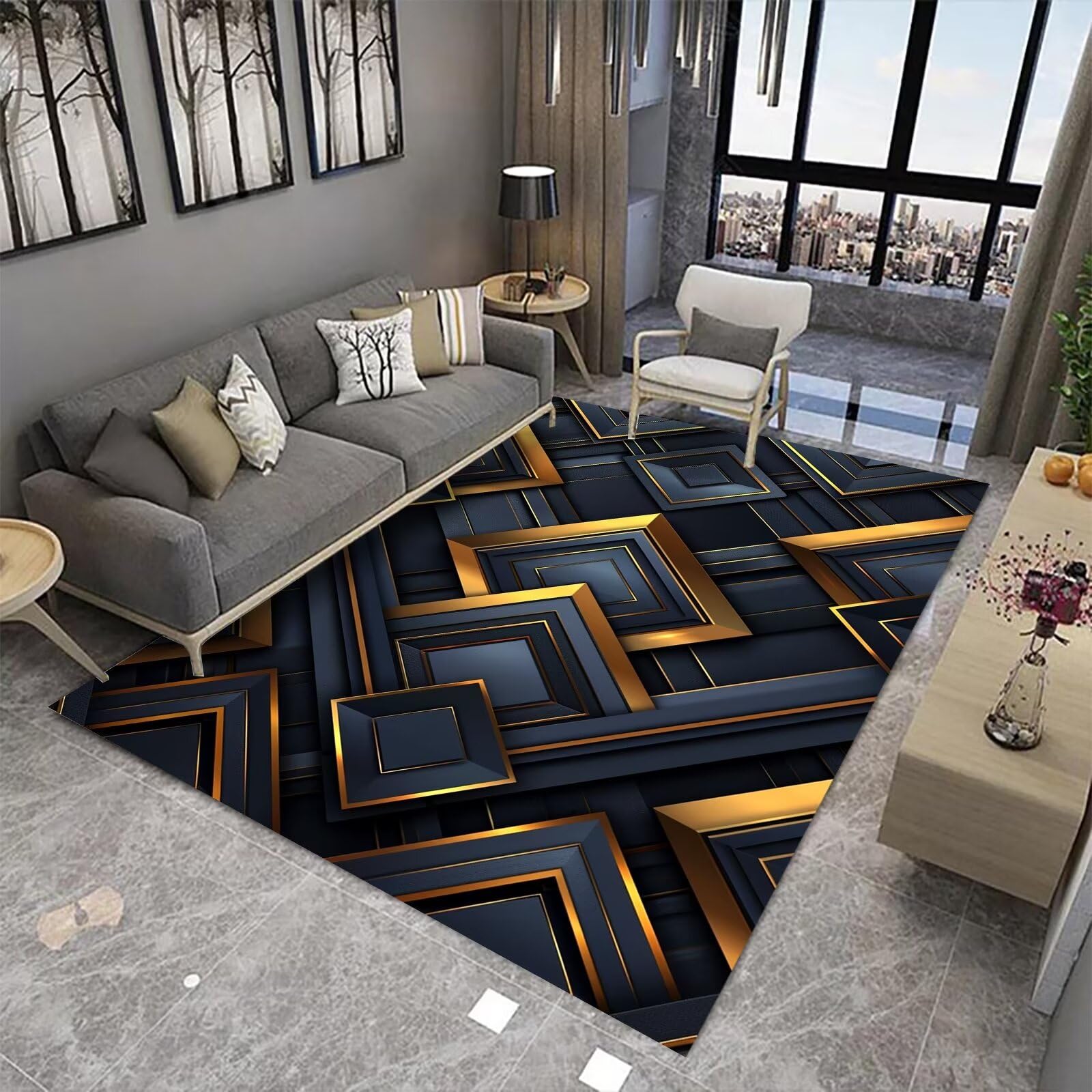 Area Rugs For Living Room Area Rug NonShedding Foldable Modern Rugs