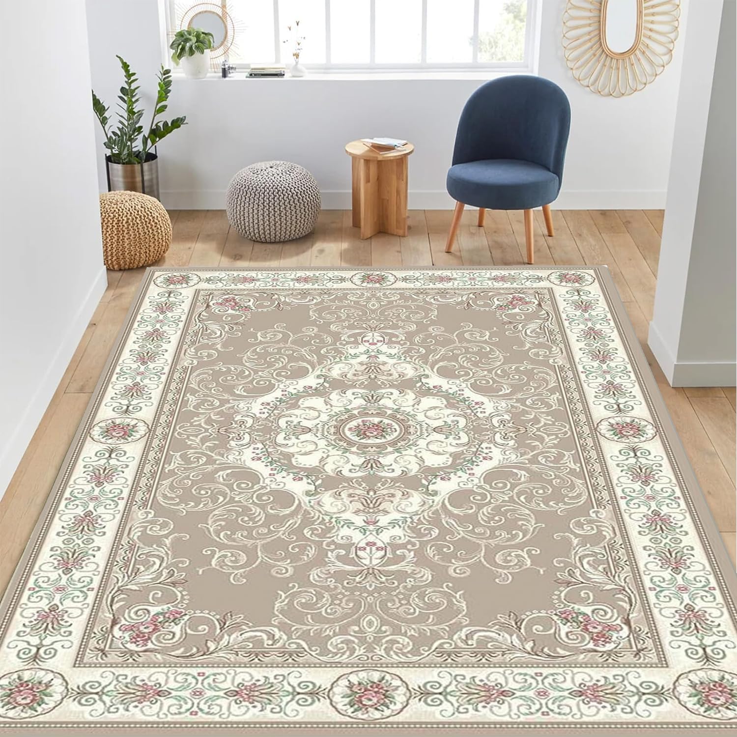 Area Rugs For Living Room, Stain Resistant Neutral Washable Non ...