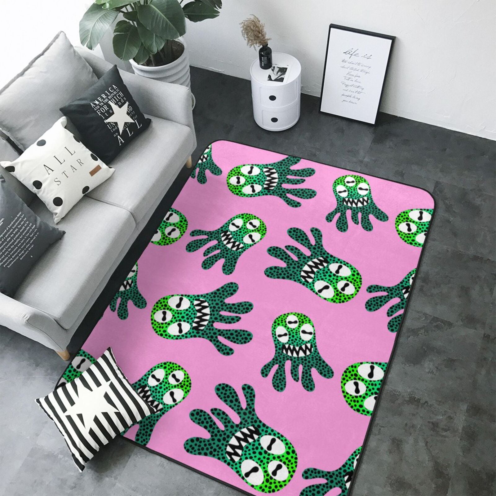 Area Rugs, Funny cartoon red Washable Large Rugs for Living Room