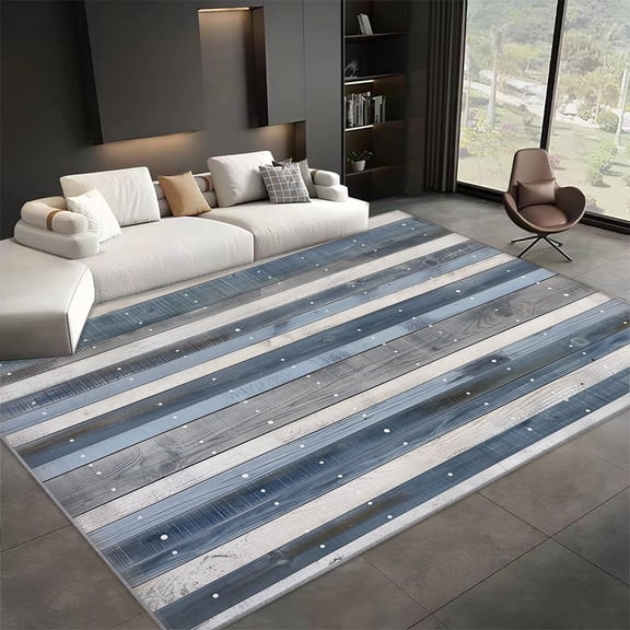 Area Rugs Gray-Blue Rectangle Carpet, Wood Texture Stripes Arrows Design Non Slip Rug, For Dining Room Backyard Decor Carpet, For Kids Teen Boys Women Men Flannel Rug