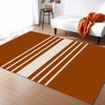 thumbnail image 1 of Area Rugs Indoor Non-Slip Rectangle Rug 2.7x5 Ft Abstract Modern Style Brown Linen White Striped Rug Rubber Backing Floor Mats Non Shedding Home Decor Carpet for Entryway Living Room, 1 of 8