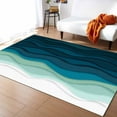 thumbnail image 1 of Area Rugs Indoor Non-Slip Rectangle Rug 2.7x5 Ft Abstract Water Duck Green Brown Gradient Ocean Waves Rug Rubber Backing Floor Mats Non Shedding Home Decor Carpet for Entryway Living Room, 1 of 8