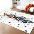 thumbnail image 1 of Area Rugs Indoor Non-Slip Rectangle Rug 2.7x5 Ft Independence Day USA Flag Red Blue Butterfly Star Rug Rubber Backing Floor Mats Non Shedding Home Decor Carpet for Entryway Living Room, 1 of 8