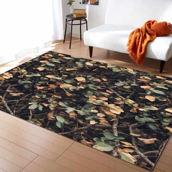 Area Rugs Indoor Non-Slip Rectangle Rug 2.7x5 Ft Modern Tree Plant Branches Modern Art Style Rug Rubber Backing Floor Mats Non Shedding Home Decor Carpet for Entryway Living Room