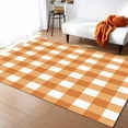 thumbnail image 1 of Area Rugs Indoor Non-Slip Rectangle Rug 2.7x5 Ft Orange Plaid Orange Gradient Line Check Geometric Rug Rubber Backing Floor Mats Non Shedding Home Decor Carpet for Entryway Living Room, 1 of 8