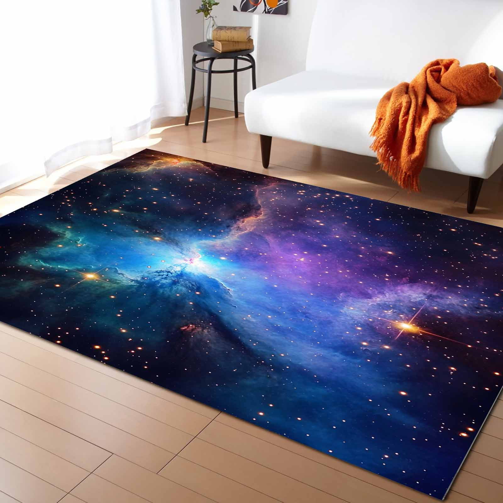 Area Rugs Indoor Non-Slip Rectangle Rug 2.7x5 Ft Starry Sky Blue Sky ...