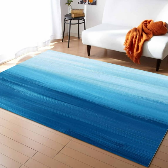 Area Rugs Indoor Non-Slip Rectangle Rug 2.7x5 Ft Summer Ocean Abstract Blue Water Coastal Rug Rubber Backing Floor Mats Non Shedding Home Decor Carpet for Entryway Living Room