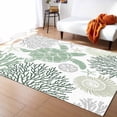 thumbnail image 1 of Area Rugs Indoor Non-Slip Rectangle Rug 2.7x5 Ft Summer Sage Green Crab Coral Seashell Nautical Coastal Rug Rubber Backing Floor Mats Non Shedding Home Decor Carpet for Entryway Living Room, 1 of 8