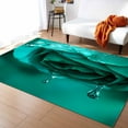 thumbnail image 1 of Area Rugs Indoor Non-Slip Rectangle Rug 2.7x5 Ft Teal Rose with Drops Abstract Art Nature Fantasy Rug Rubber Backing Floor Mats Non Shedding Home Decor Carpet for Entryway Living Room, 1 of 8