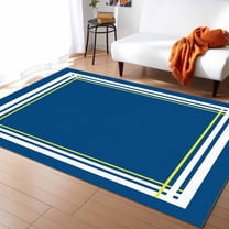 Area Rugs Indoor Non-Slip Rectangle Rug 2x3 Ft Abstract Blue Color Block White Lines Rug Rubber Backing Floor Mats Non Shedding Home Decor Carpet for Entryway Living Room