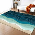 thumbnail image 1 of Area Rugs Indoor Non-Slip Rectangle Rug 2x3 Ft Abstract Water Duck Green Brown Gradient Ocean Waves Rug Rubber Backing Floor Mats Non Shedding Home Decor Carpet for Entryway Living Room, 1 of 8