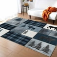 thumbnail image 1 of Area Rugs Indoor Non-Slip Rectangle Rug 2x3 Ft Bear Moose Blue Retro Forest Wild Animal Buffalo Plaid Patchwork Rug Rubber Backing Floor Mats Non Shedding Home Decor Carpet for Entryway Living Room, 1 of 8