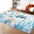 thumbnail image 1 of Area Rugs Indoor Non-Slip Rectangle Rug 2x3 Ft Blue Ocean Sea Turtle Octopus Starfish Coral Seashell Rug Rubber Backing Floor Mats Non Shedding Home Decor Carpet for Living Room Entryway, 1 of 8
