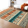 thumbnail image 1 of Area Rugs Indoor Non-Slip Rectangle Rug 2x3 Ft Bohemian Teal Orange Floral Geometric Texture Ethnic Art Rug Rubber Backing Floor Mats Non Shedding Home Decor Carpet for Entryway Living Room, 1 of 8
