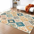 thumbnail image 1 of Area Rugs Indoor Non-Slip Rectangle Rug 2x3 Ft Bohemian Texture Retro Yellow Blue Morocco Pattern Rug Rubber Backing Floor Mats Non Shedding Home Decor Carpet for Entryway Living Room, 1 of 8