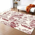 thumbnail image 1 of Area Rugs Indoor Non-Slip Rectangle Rug 2x3 Ft Chinese Style Red Garden Plant River Boat Rug Rubber Backing Floor Mats Non Shedding Home Decor Carpet for Entryway Living Room, 1 of 8