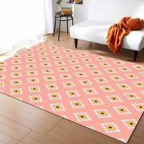 Area Rugs Indoor Non-Slip Rectangle Rug 2x3 Ft Classic Pink Pattern Abstract Tribal Aztec Western Rug Rubber Backing Floor Mats Non Shedding Home Decor Carpet for Entryway Living Room